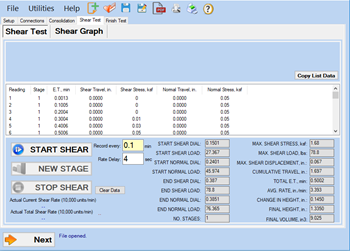 Direct Shear Data Acquisition Software