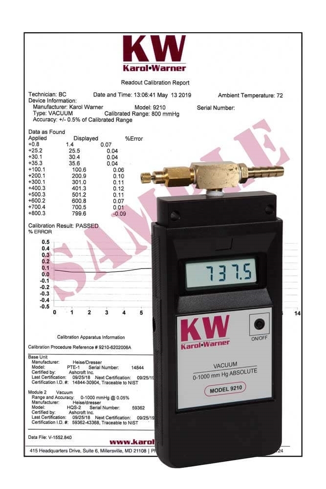 Residual Pressure Manometer with Digital Display - Karol-Warner